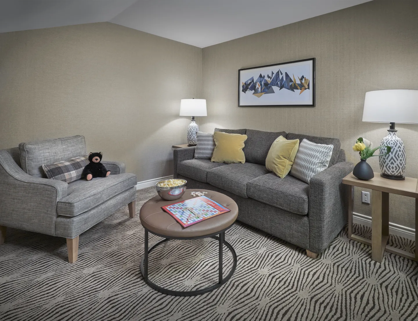 A hotel suite living area