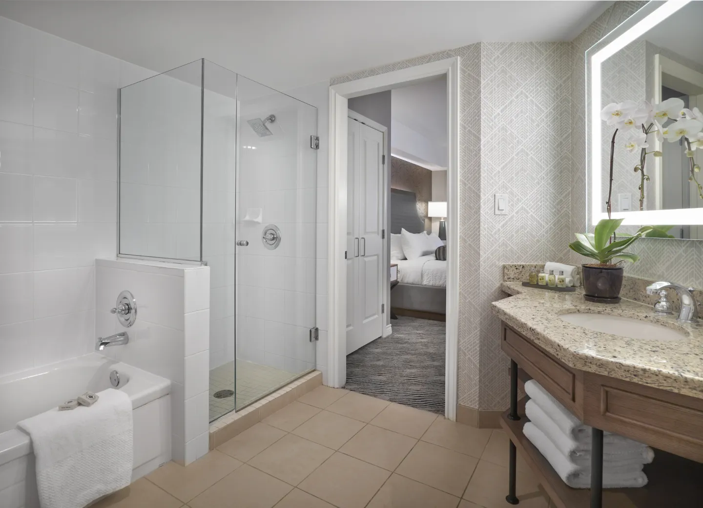 A deluxe hotel suite bathroom