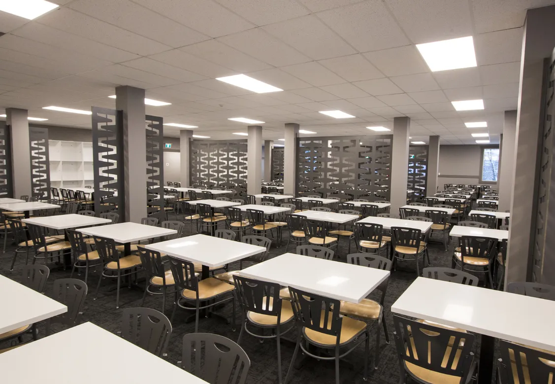 The Annex set up with tables and chairs